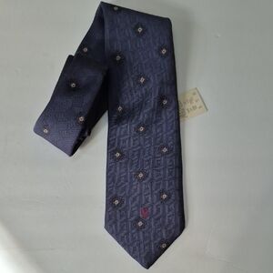 NWT Vintage Christian Dior Navy Blue Patterned Tie